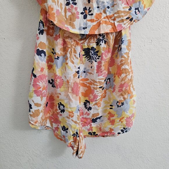 Roxy Another Day Printed Romper Dress Small Off Shoulder Floral Escape Beach - Picture 4 of 10